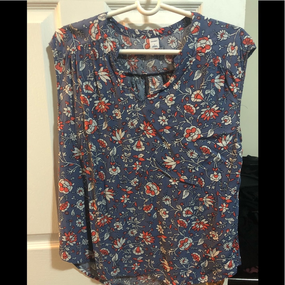 Blue and orange floral patterned Old navy top